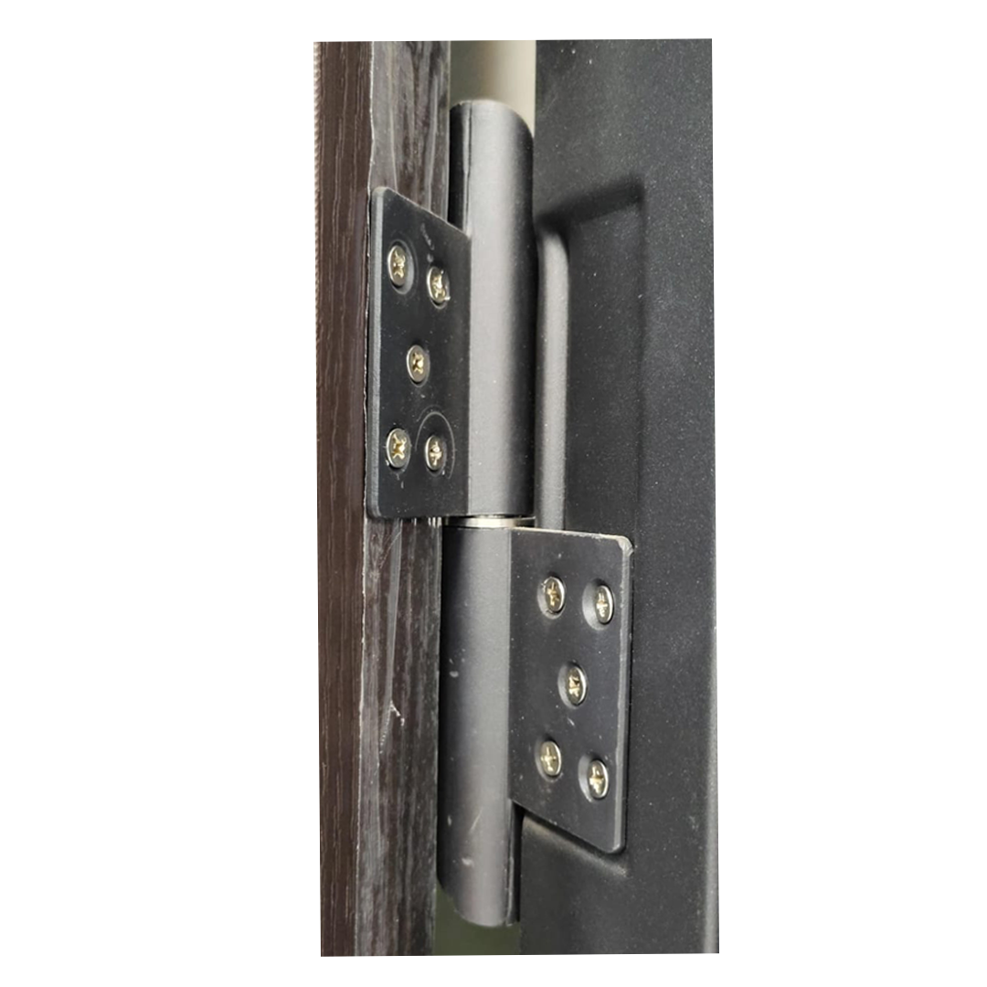 Thumbnail image of grey door with some red leaves around, front view